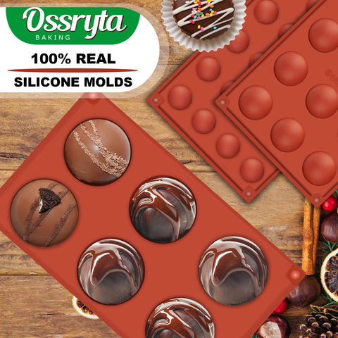 Ossryta semi-sphere mold 15-cavity for glossy dome cakes and candies.