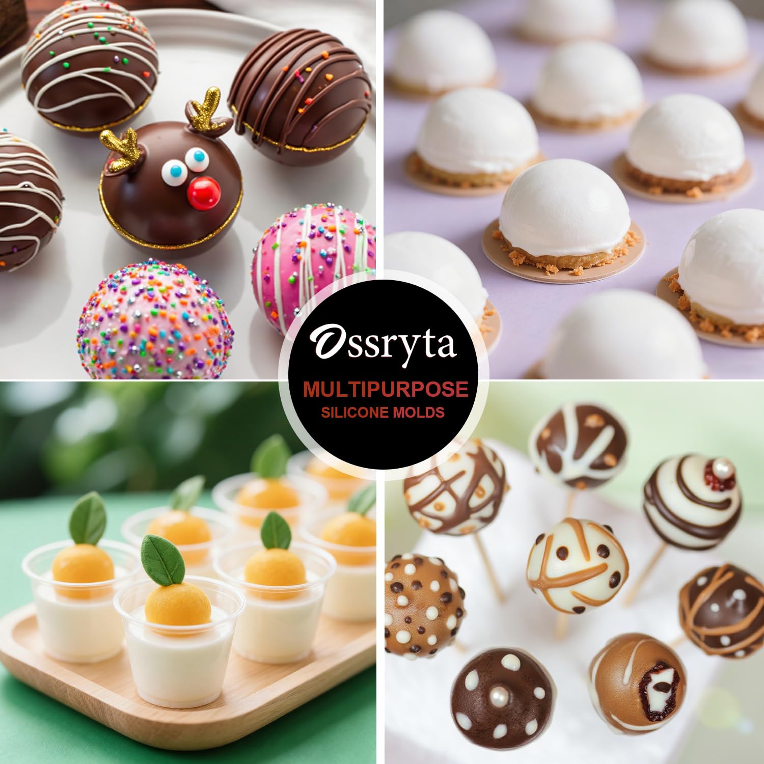 Ossryta semi-sphere molds tolerate wide temps from freezer to oven.