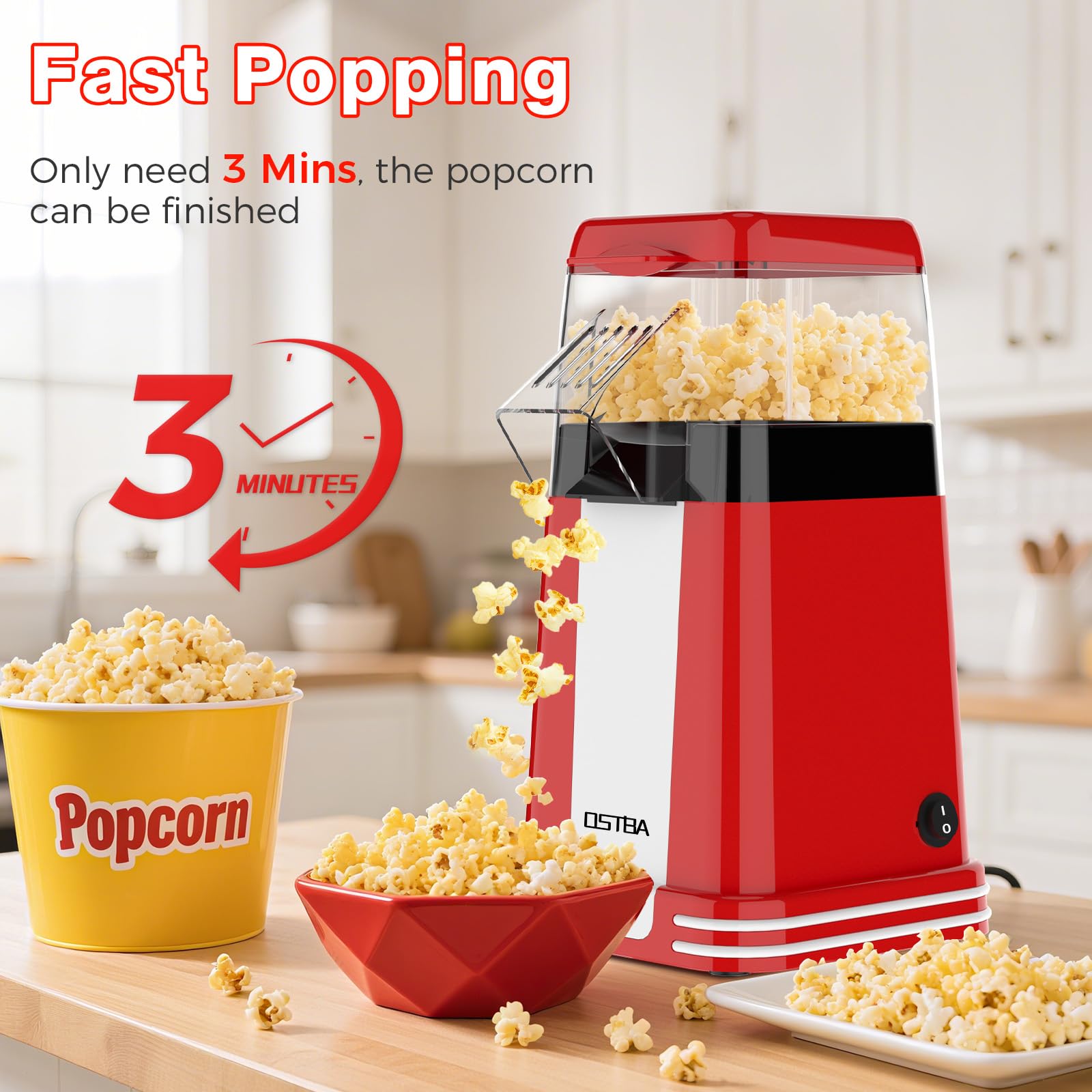 OSTBA Popcorn Maker compact retro design suited for dorms and small spaces