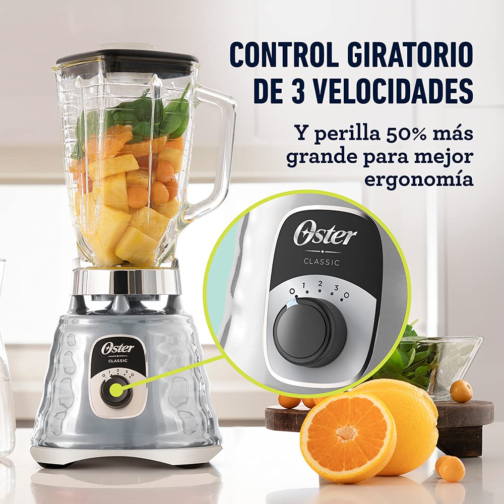Glass jar with pouring spout makes serving sauces and smoothies easy.