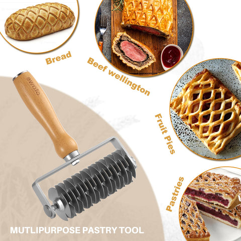 Otawe dough roller lattice pattern enables quick, consistent top designs