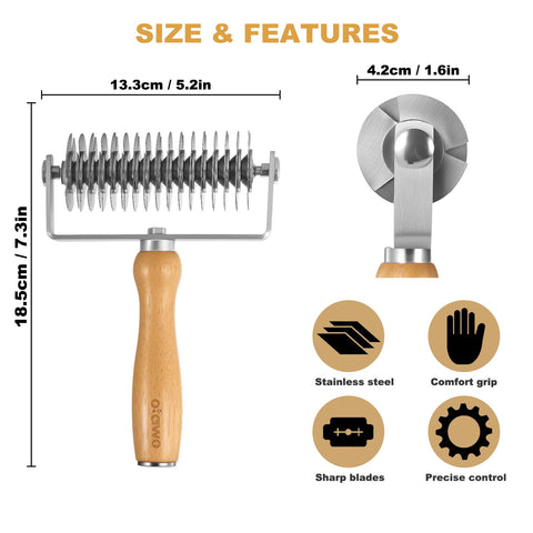 Otawe wooden-handle pastry tool offers comfortable control while rolling