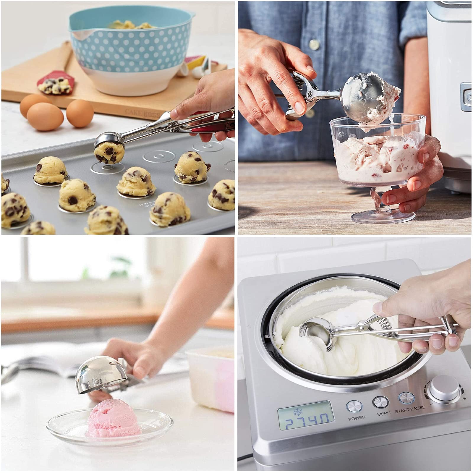 OTEHETOT stainless steel medium scoop for evenly sized dessert balls