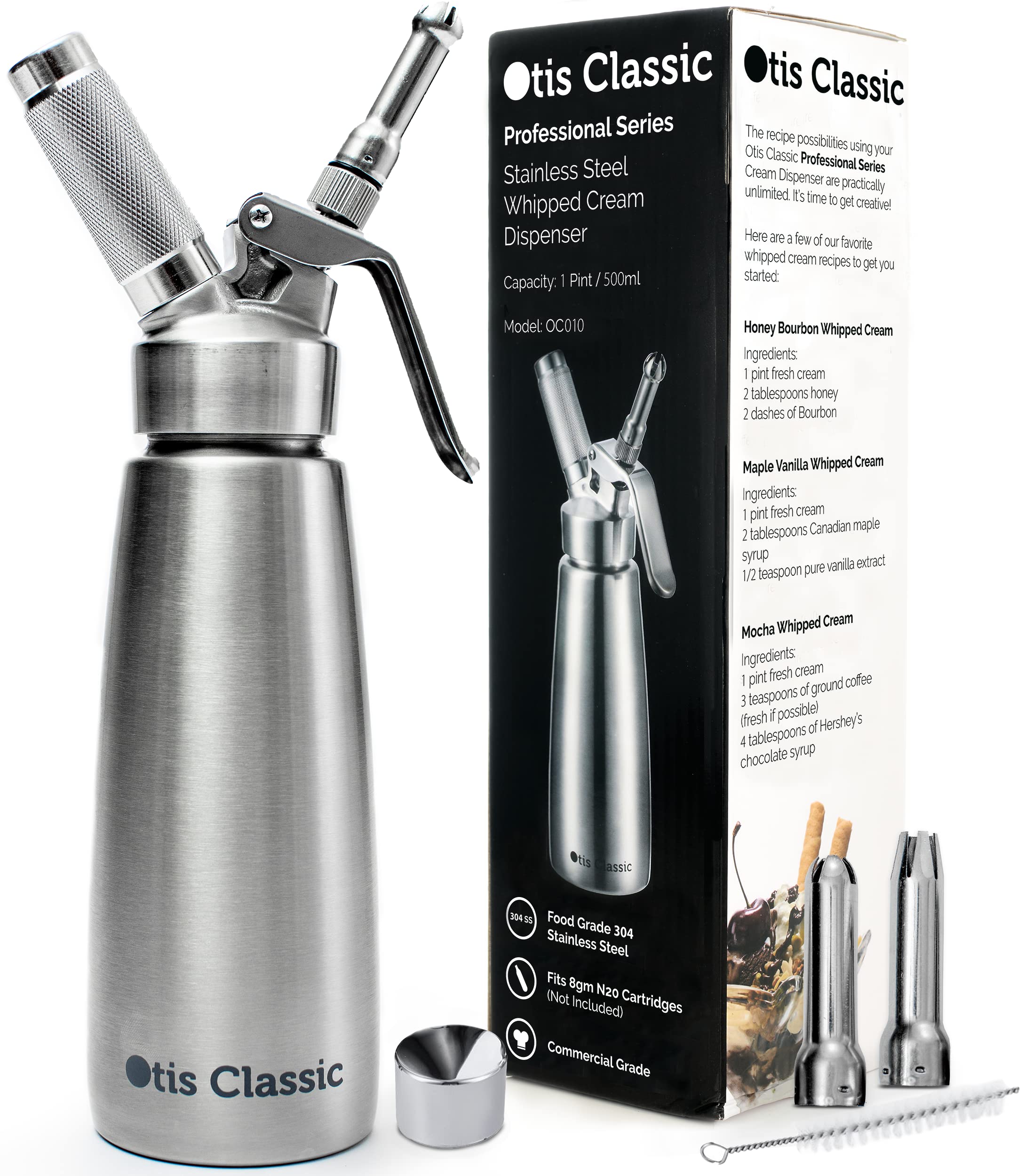 Otis Classic 500ml whipped cream dispenser for restaurant-quality toppings at home.