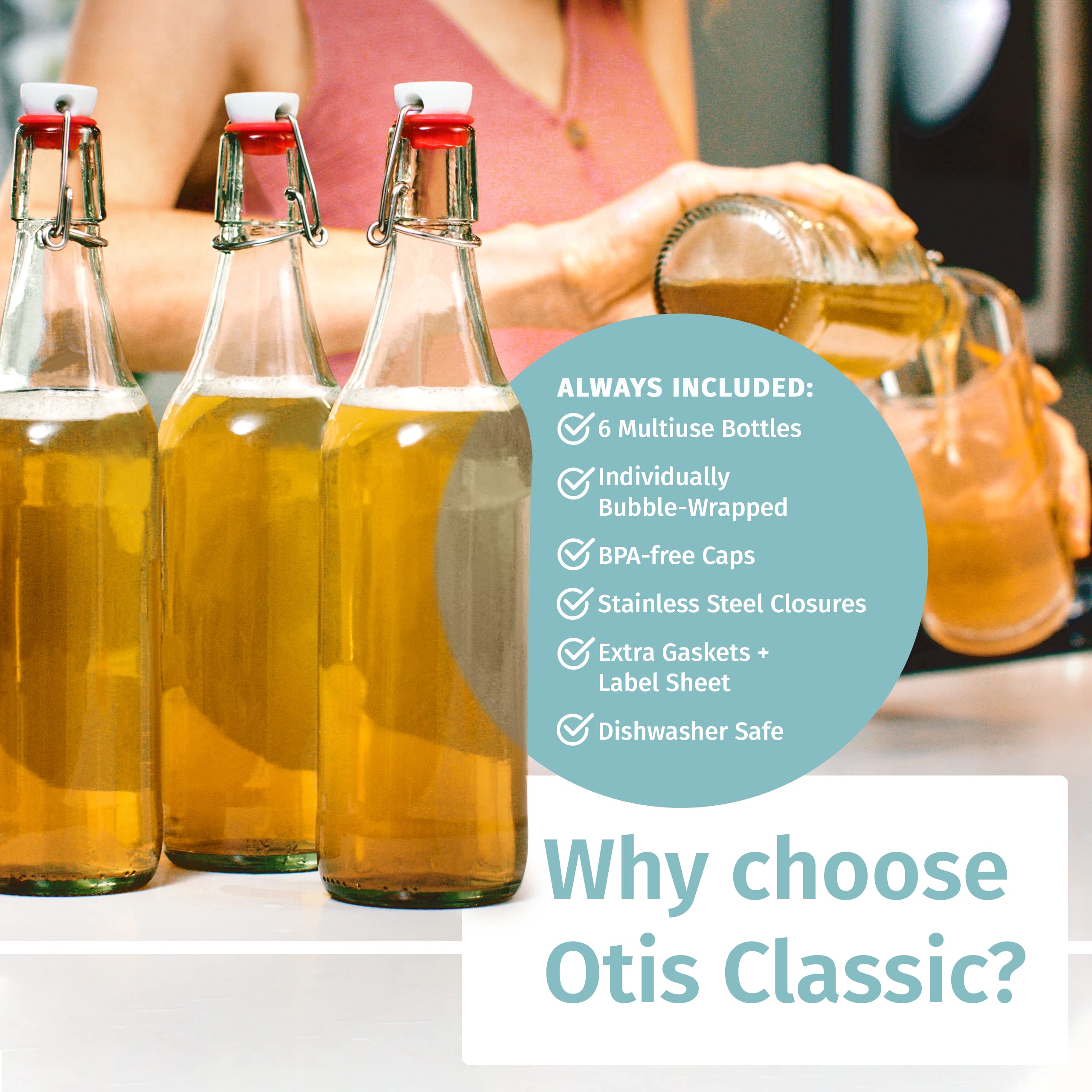 Otis Classic swing-top bottle for kefir, preserves tang