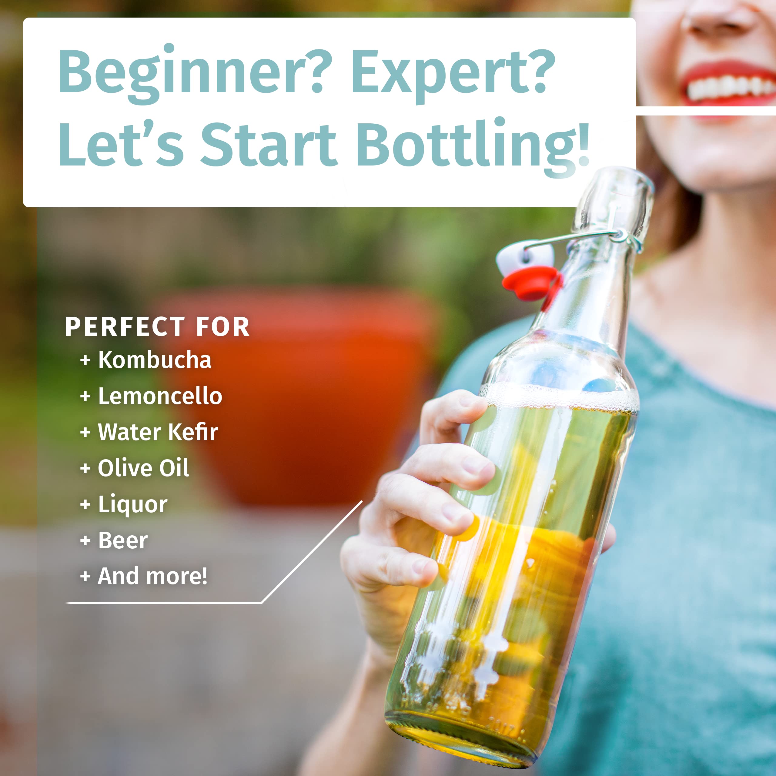 Otis Classic swing-top bottle 16oz with water, airtight seal