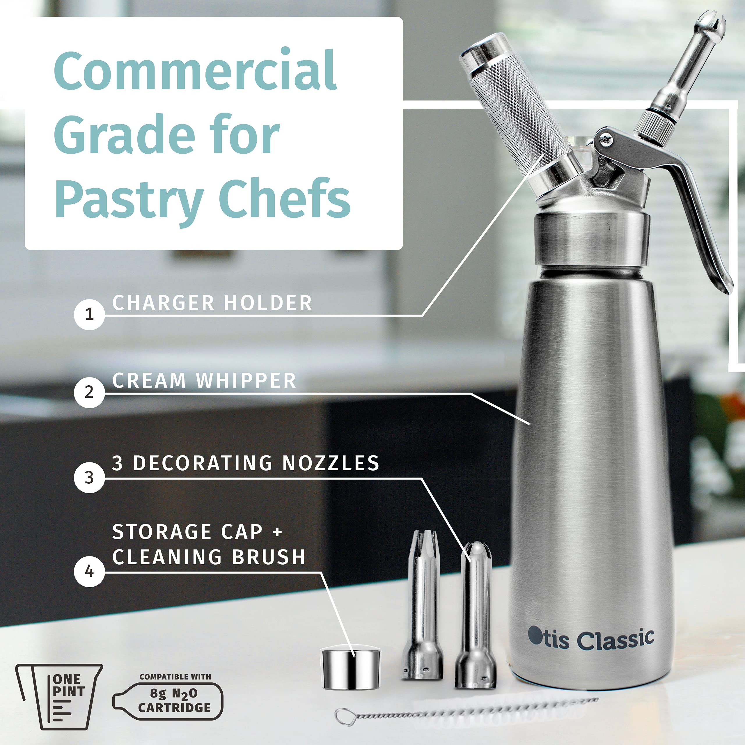Otis Classic three decorating tips enable elegant whipped cream art.