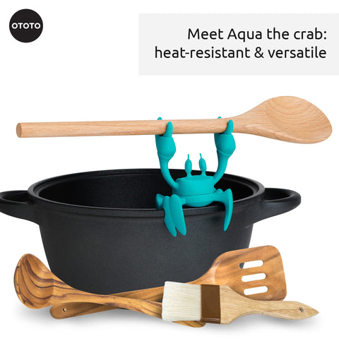 Aqua the Crab adds playful charm to the kitchen while keeping utensils ready