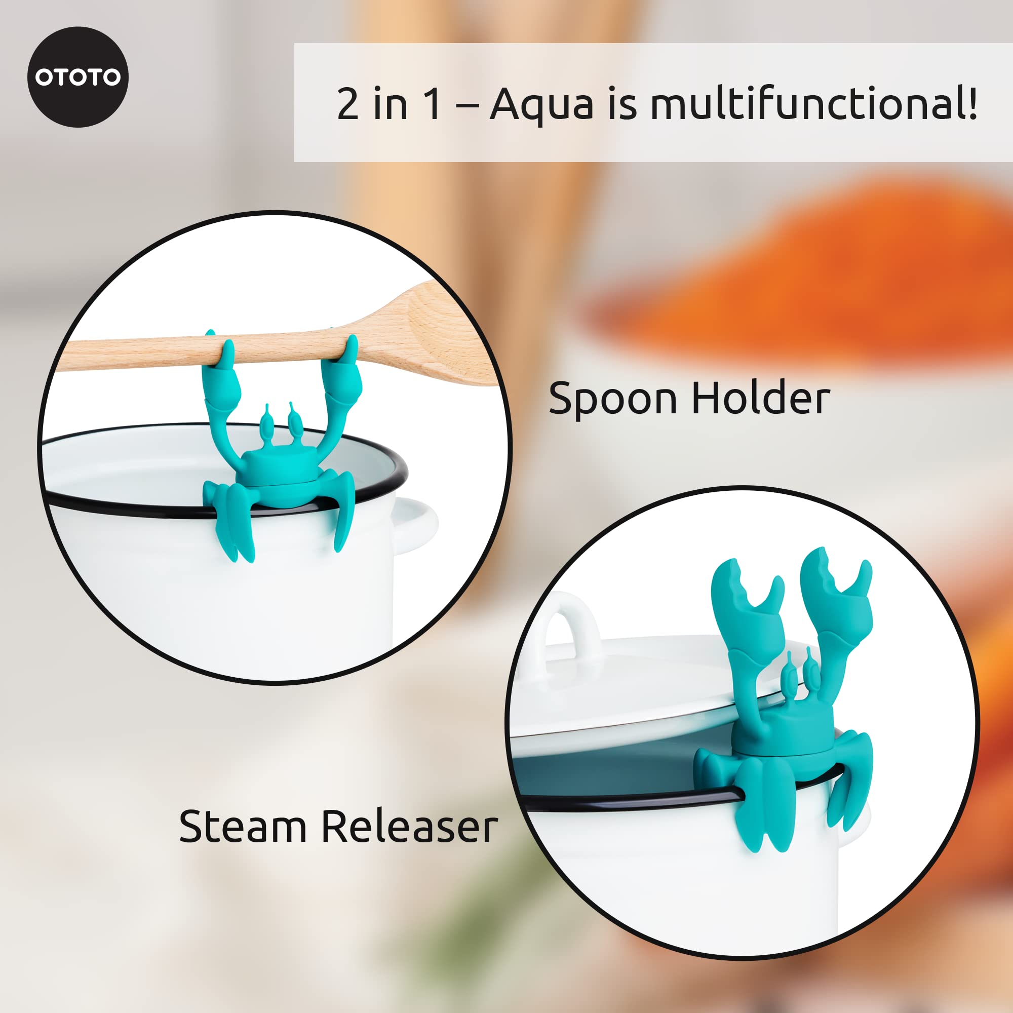 OTOTO Aqua the Crab dishwasher-safe silicone rest for quick post-cook cleanup