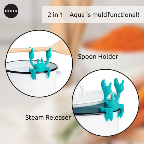 OTOTO Aqua the Crab dishwasher-safe silicone rest for quick post-cook cleanup