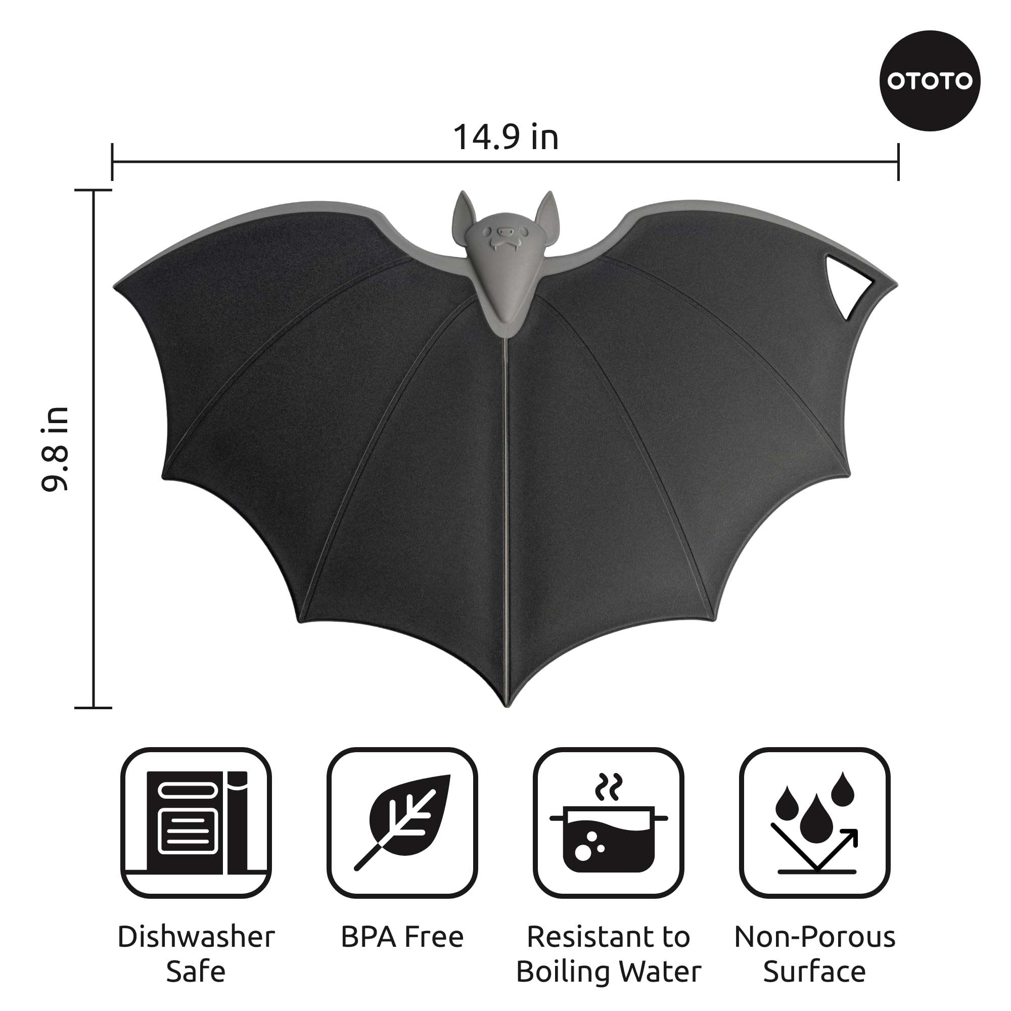 OTOTO Batty can hang to dry for tidy storage.