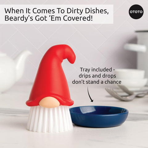 OTOTO Beardy Gnome Dish Brush handle detail highlighting sturdy grip