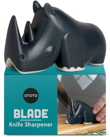 OTOTO Blade knife sharpener rhino on counter sharpening knives easily.