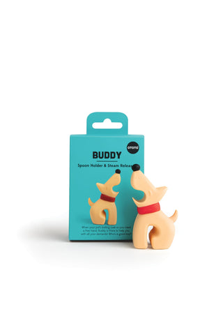 OTOTO Buddy Spoon Rest on stove top keeps counters clean during cooking.