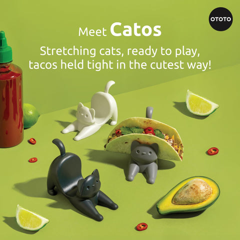OTOTO Catos stretching cat holders securing a tidy taco setup