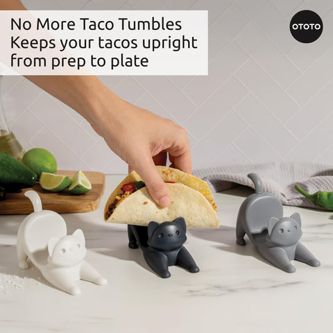 Close-up of OTOTO Catos taco stand stabilizing fillings without spills