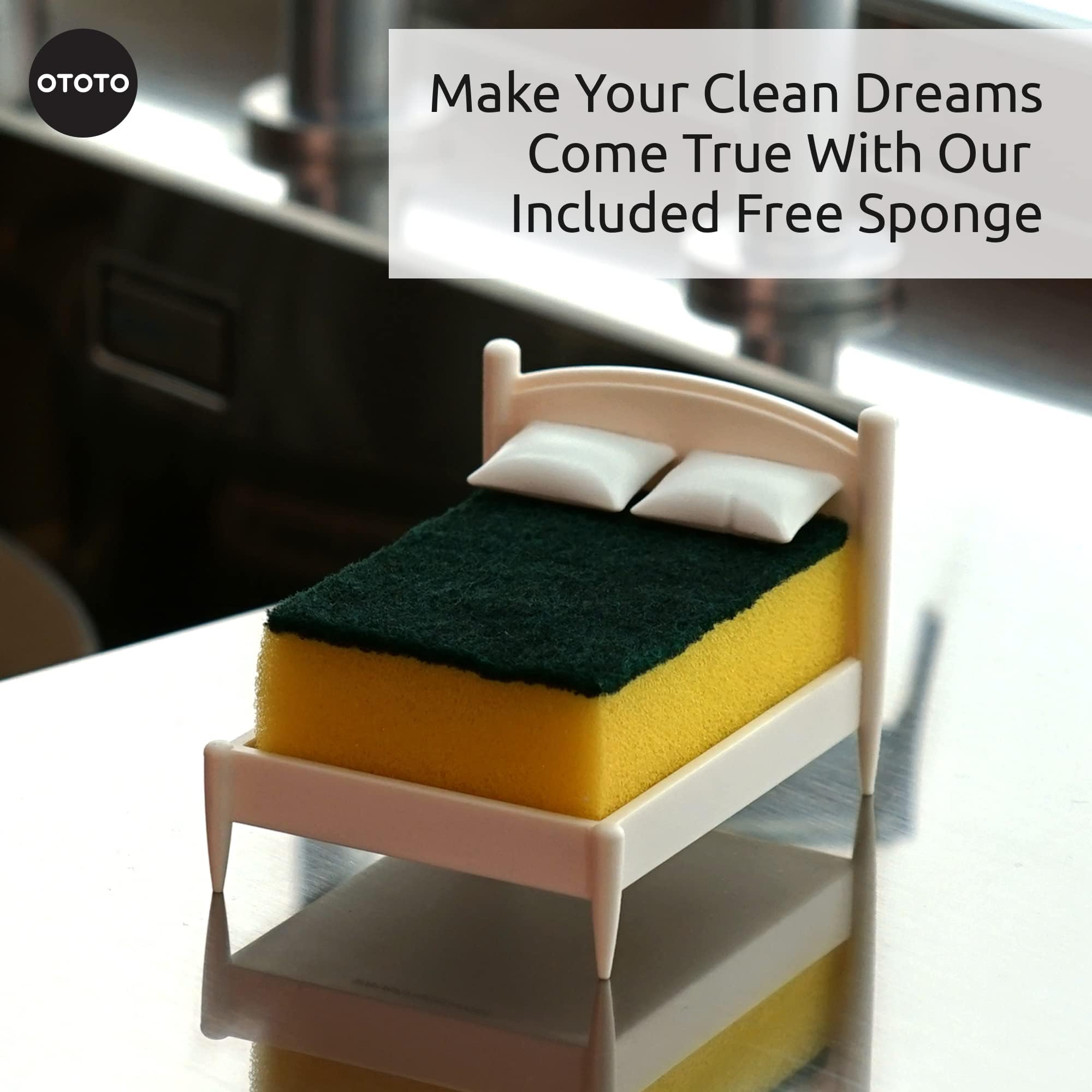 OTOTO sponge holder drains water and air-dries the sponge after use.