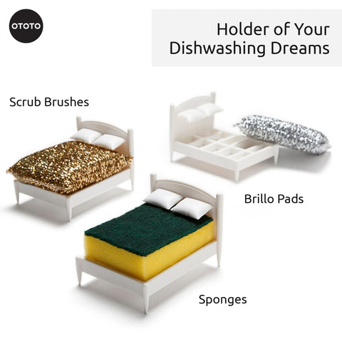 OTOTO Clean Dreams sponge holder organizes a compact sink area for easy access.