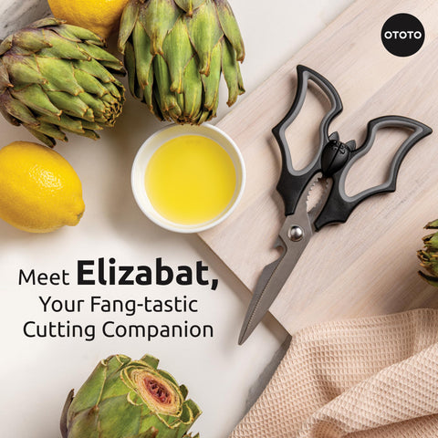 OTOTO Elizabat bat-wing handles add comfort for extended kitchen prep.