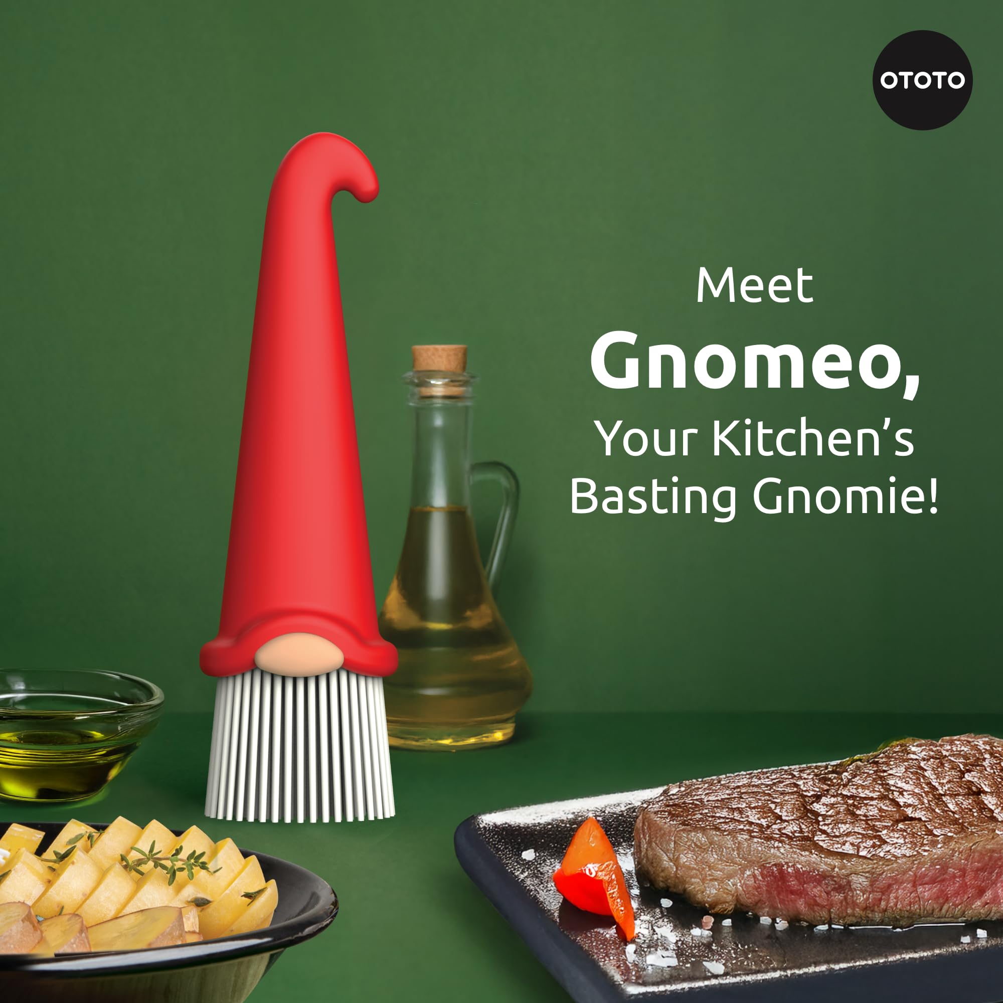 OTOTO Gnomeo silicone brush basting tips for even sauce spread.