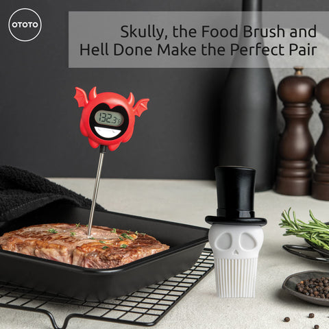 OTOTO Hell Done probe protector keeps the stainless steel probe safe when not in use.