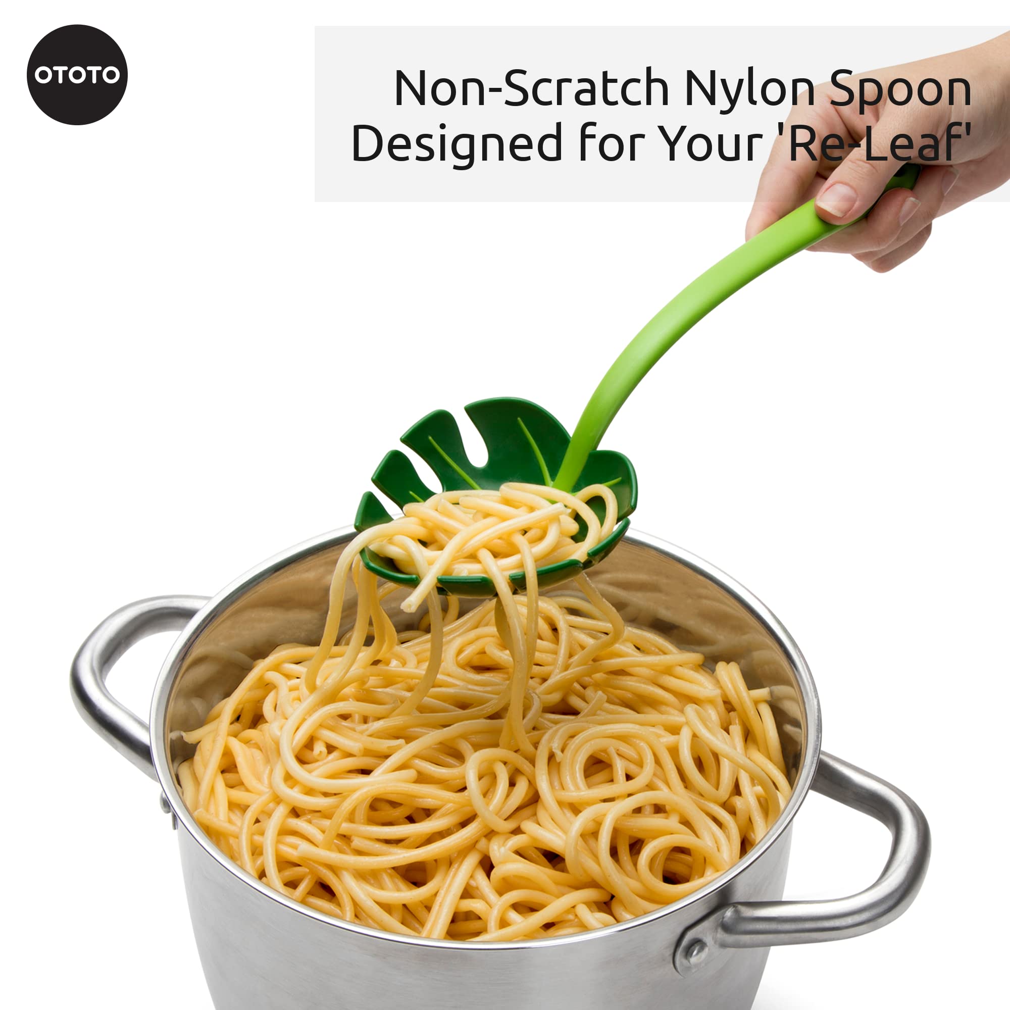 OTOTO Jungle Spoon Monstera nylon-heat-resistant tool withstands busy kitchen temps.