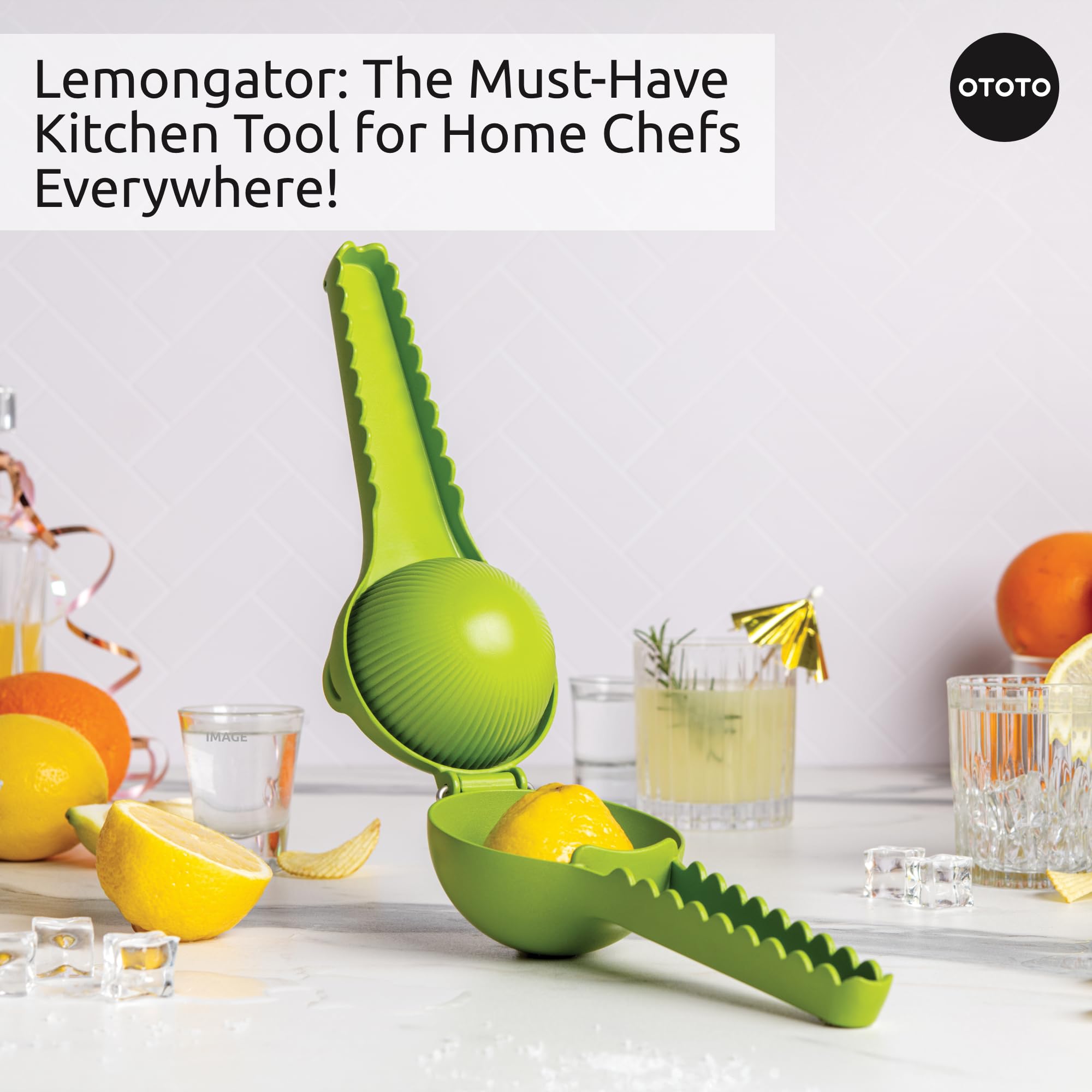 OTOTO Lemongator orange juice press for cocktails and recipes.