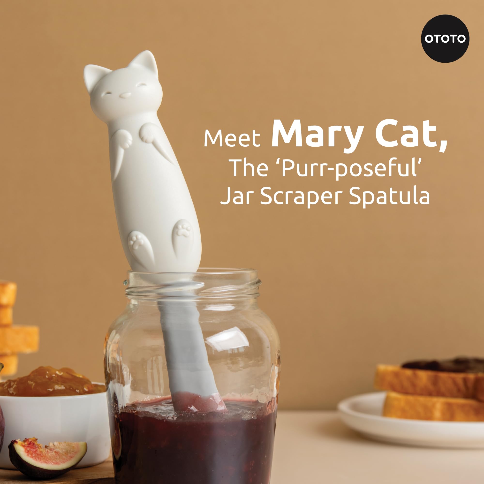 OTOTO Mary Cat flexible spatula helps scoop and spread evenly