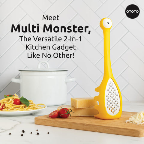 OTOTO Multi Monster eye-handle spaghetti-spoon adds playful serving during meals.