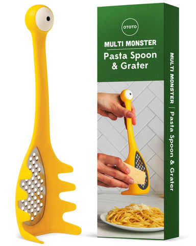 OTOTO Multi Monster grater-spoon in one tool for easy cheese grating and pasta serving.
