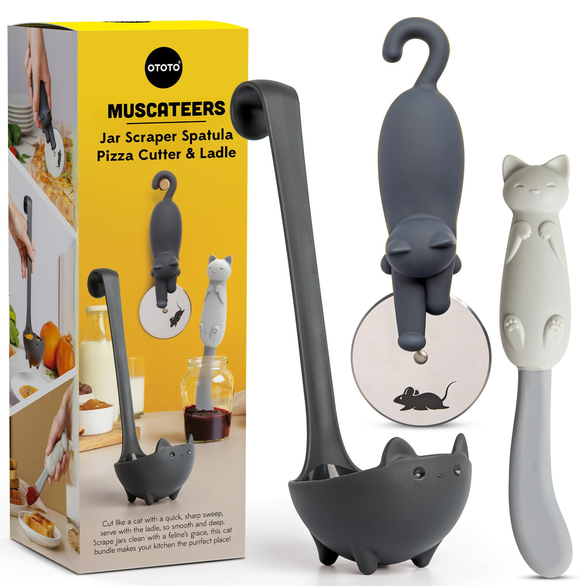 OTOTO Muscateers Kitty Cut pizza cutter slices with precision