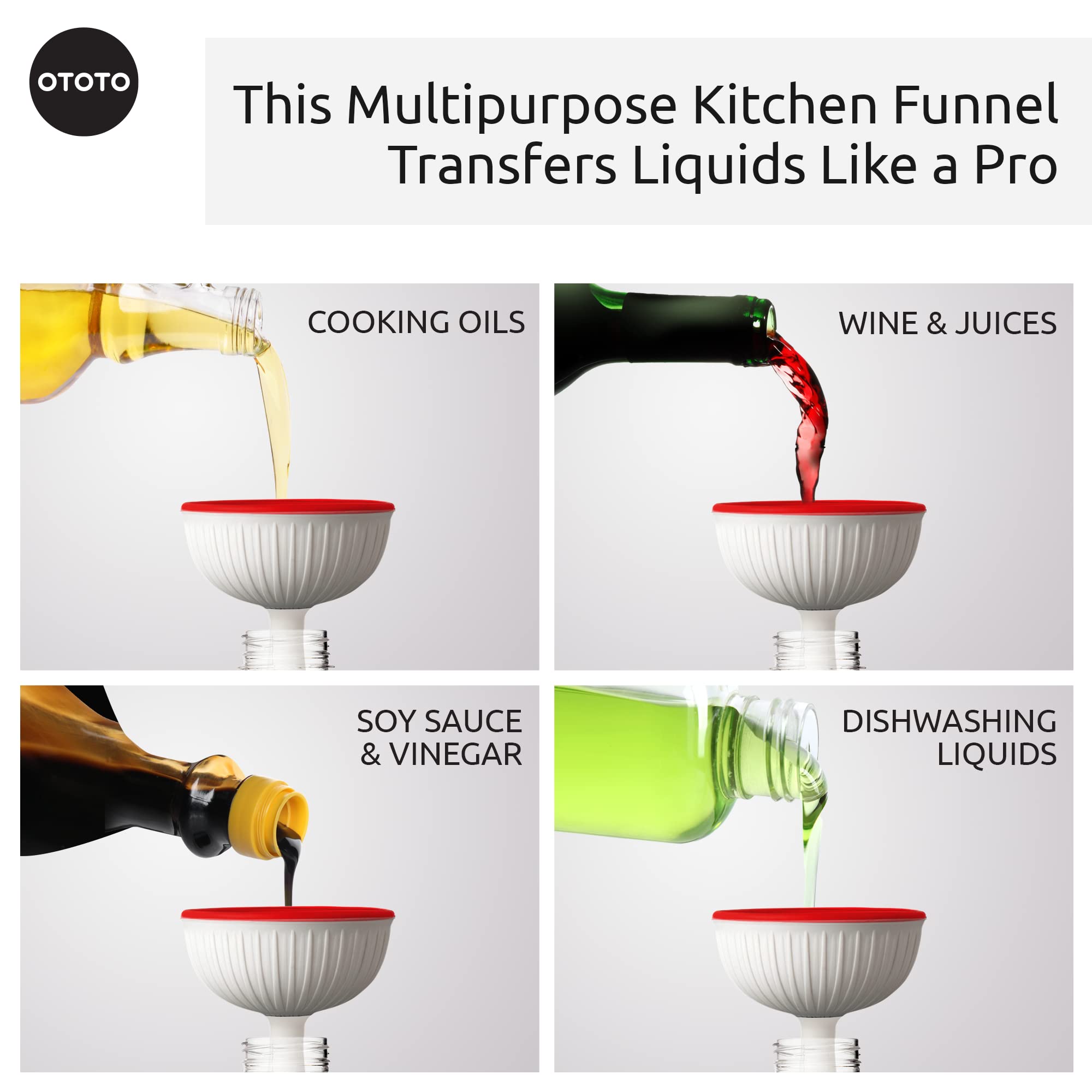 OTOTO Silicone funnel is BPA-free and safe for foods.