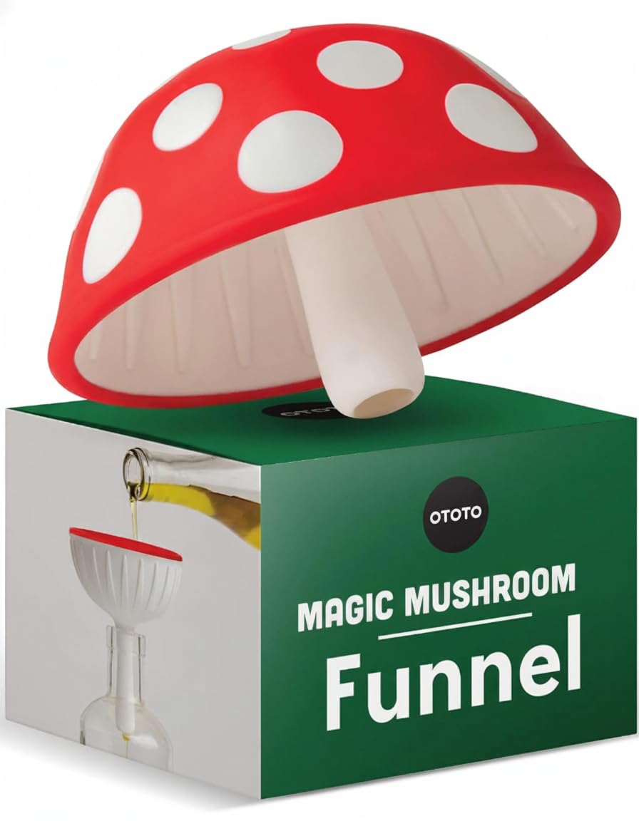 OTOTO Mushroom foldable funnel with wide mouth for precise pouring and mess-free transfers.