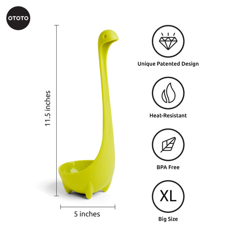 OTOTO Nessie giant ladle makes scooping from tall pots effortless.