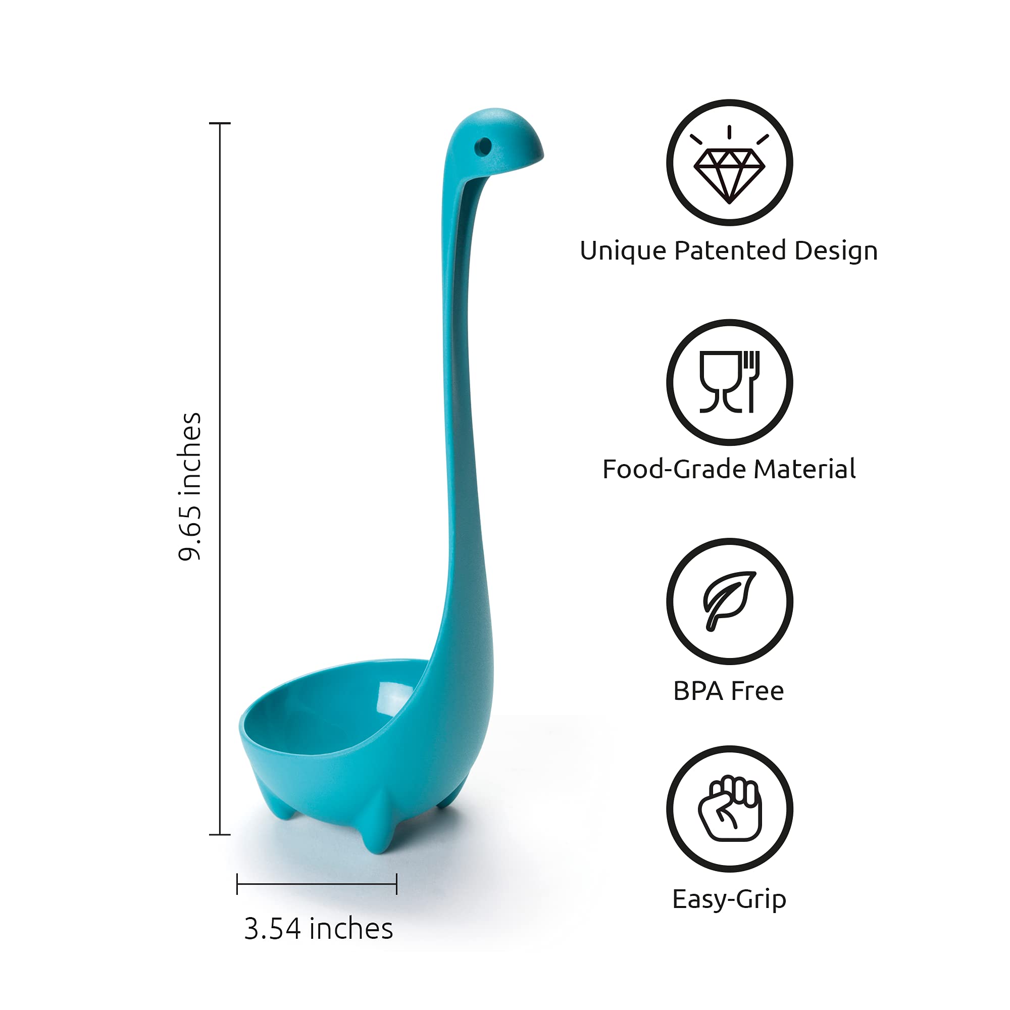 OTOTO Nessie ladle in pot, heat-ready for hot soups