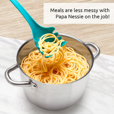 OTOTO Papa Nessie heat-resistant tip handles hot pasta safely.