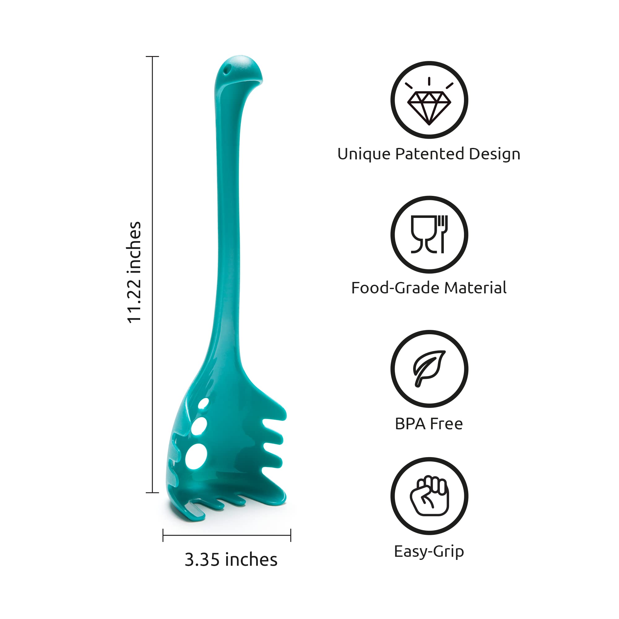 OTOTO Papa Nessie spaghetti spoon grips noodles cleanly for easy serving.