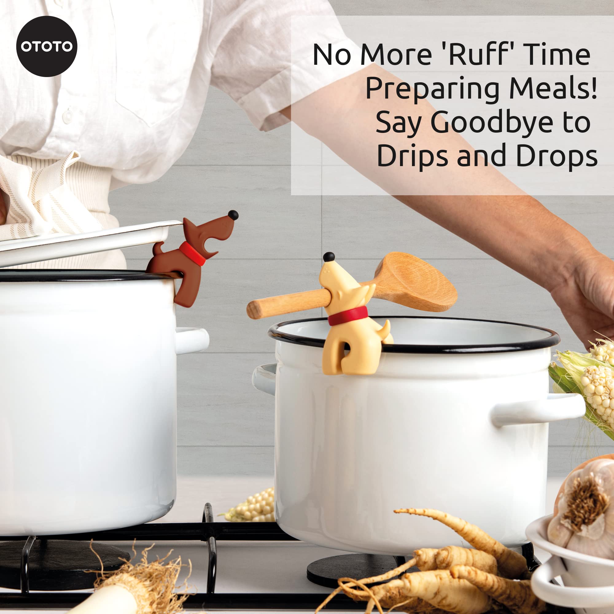 OTOTO Paw Buddies act as steam releasers while stirring soup or sauce.