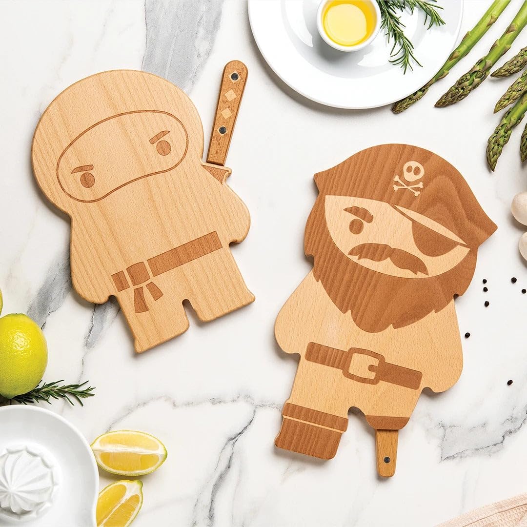 OTOTO pirate cutting board shows wooden panel detail for durability.