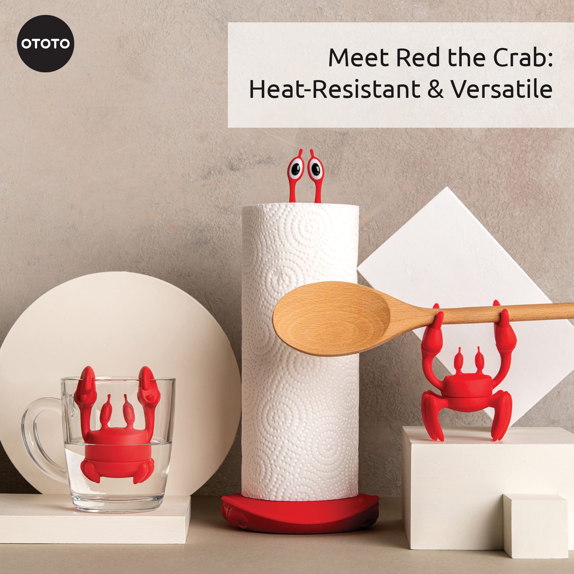 OTOTO Red the Crab non-slip design stays secure on counters.