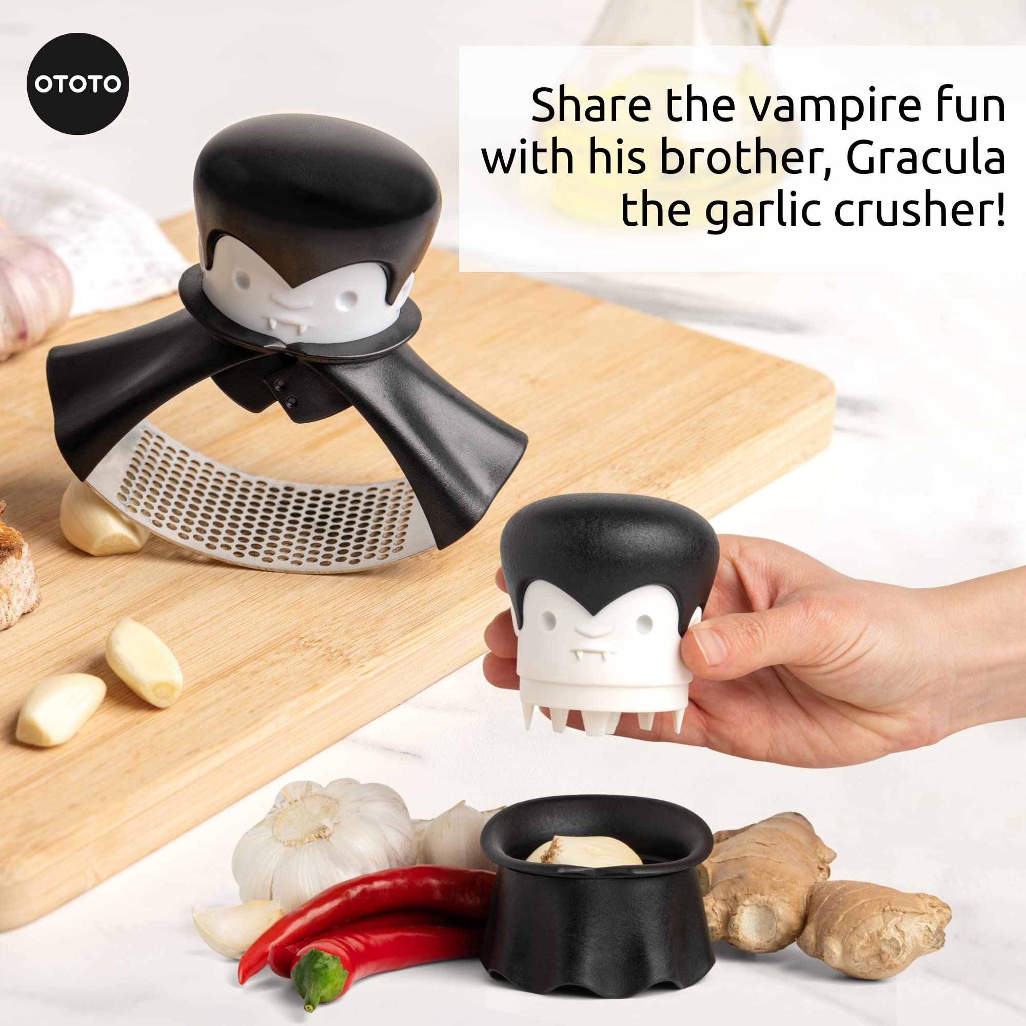 OTOTO Rockula kitchen tool ready for prep and flavorful garlic.