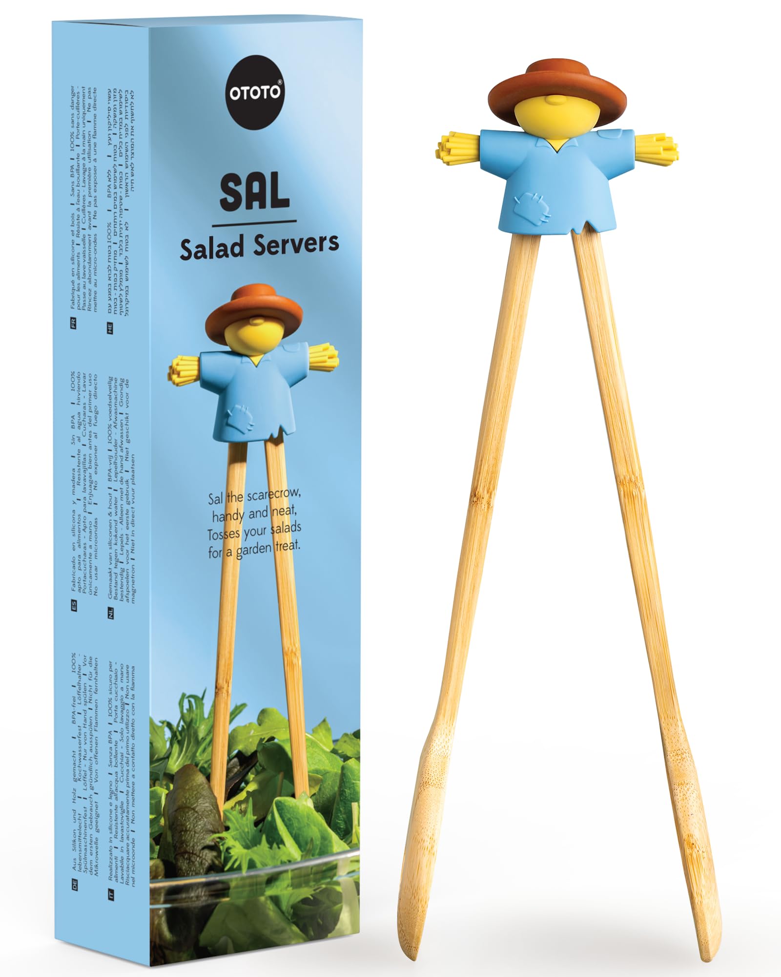 OTOTO Sal Scarecrow blue collection showing whimsical salad serving and versatility