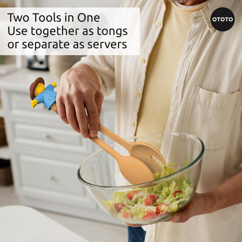 OTOTO Sal Scarecrow blue-separable-ends illustrate two-in-one function for salads