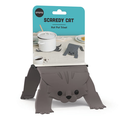 OTOTO Scaredy Cat trivet on kitchen counter protecting from heat