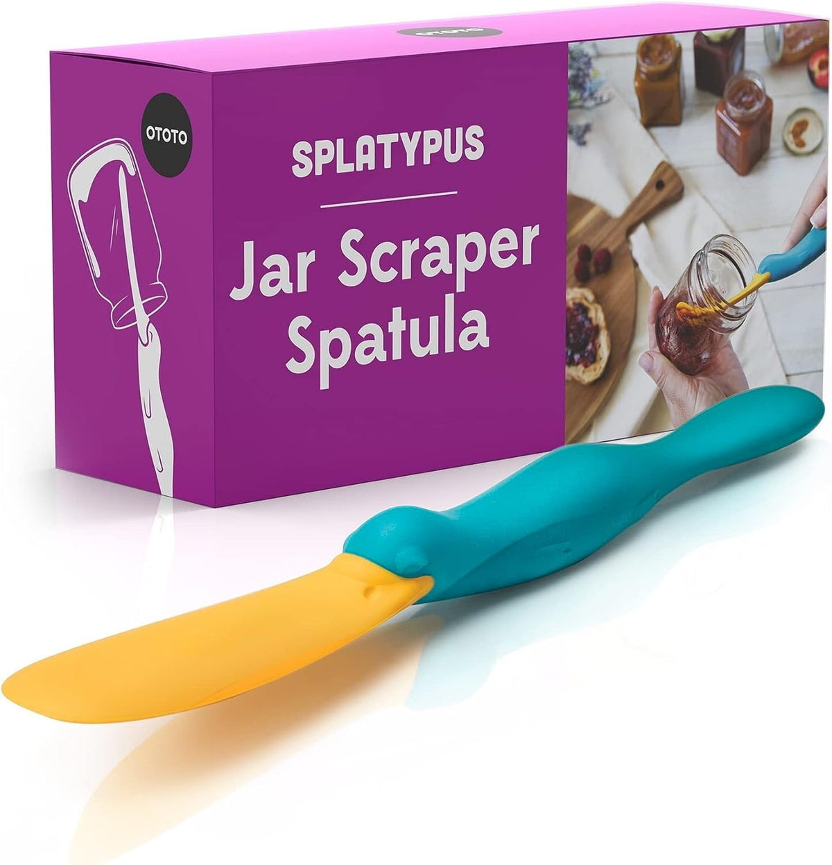 OTOTO Splatypus jar spatula spread close-up with flexible silicone tip for even jam spreading