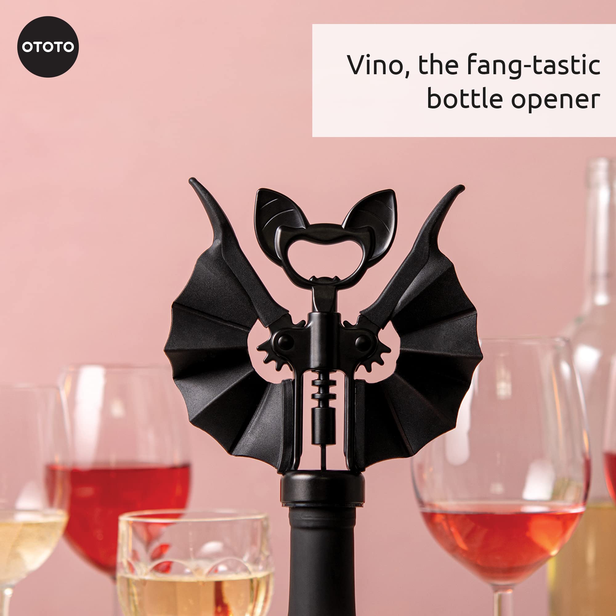OTOTO Vino Spooky Bat pours a glass with a fun, gothic charm.