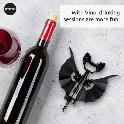OTOTO Vino Spooky Bat twists open bottles with one smooth motion.