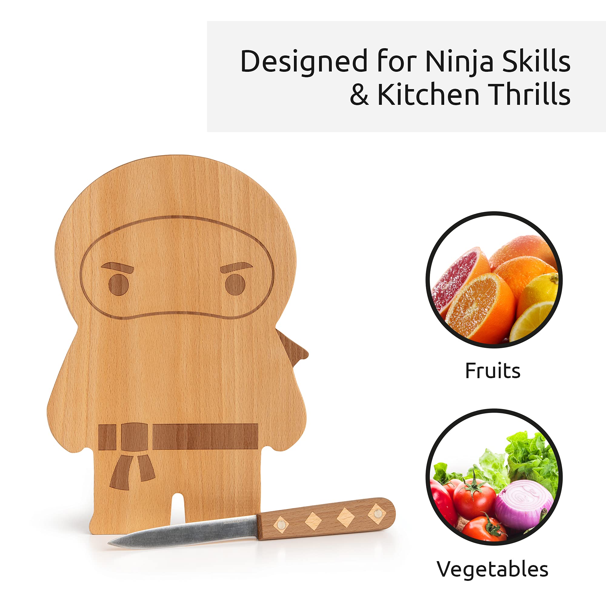 OTOTO wooden cutting board with knife-friendly surface protects blades during prep.