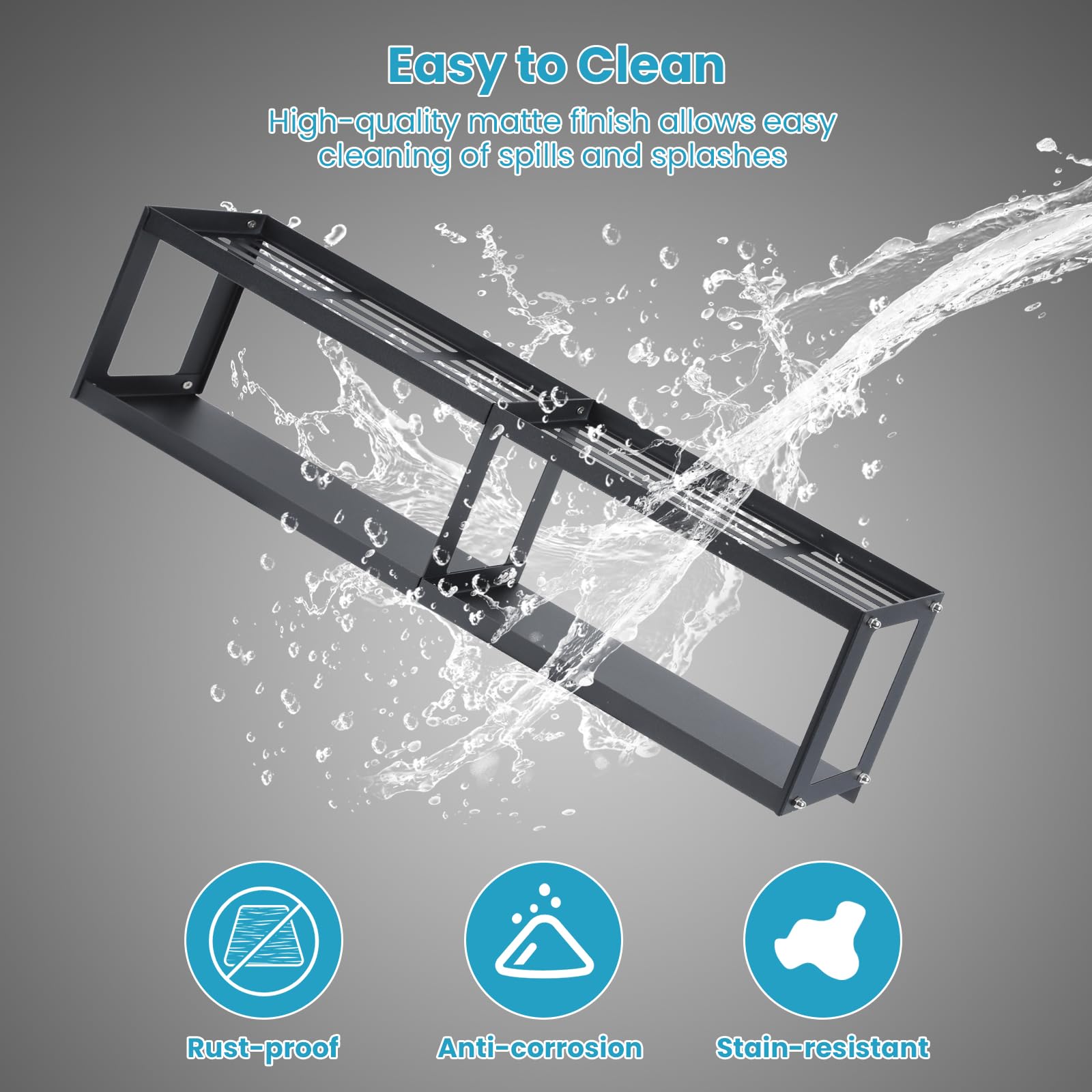 OTraki black matte finish spice shelf for a modern kitchen look