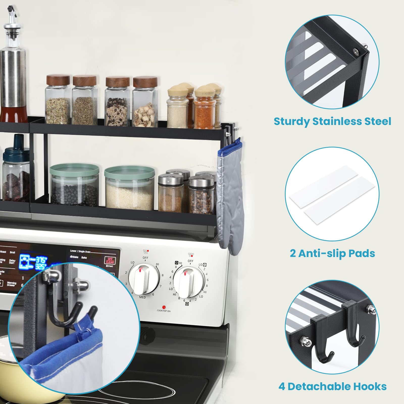 OTraki removable hooks organize utensils for a tidier countertop